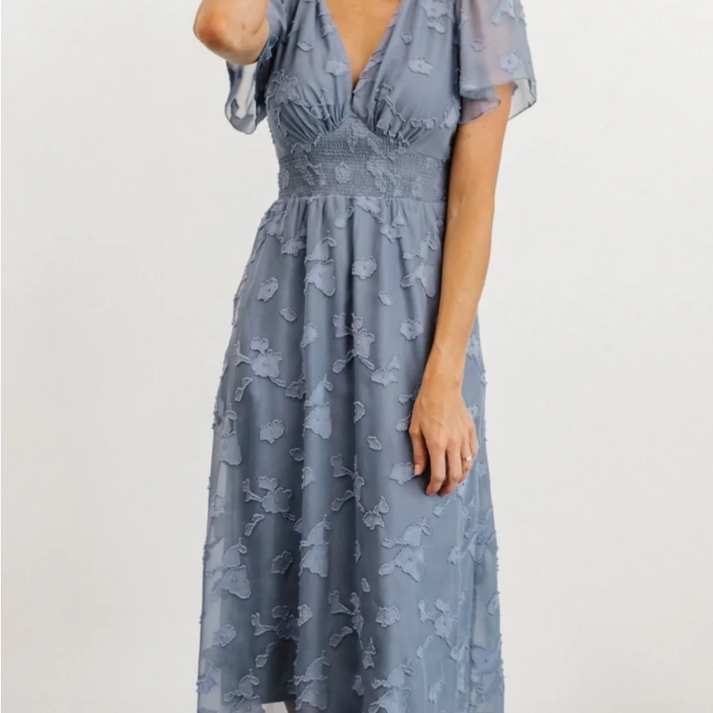 Baltic Born Dusty Blue Floral Midi Dress
